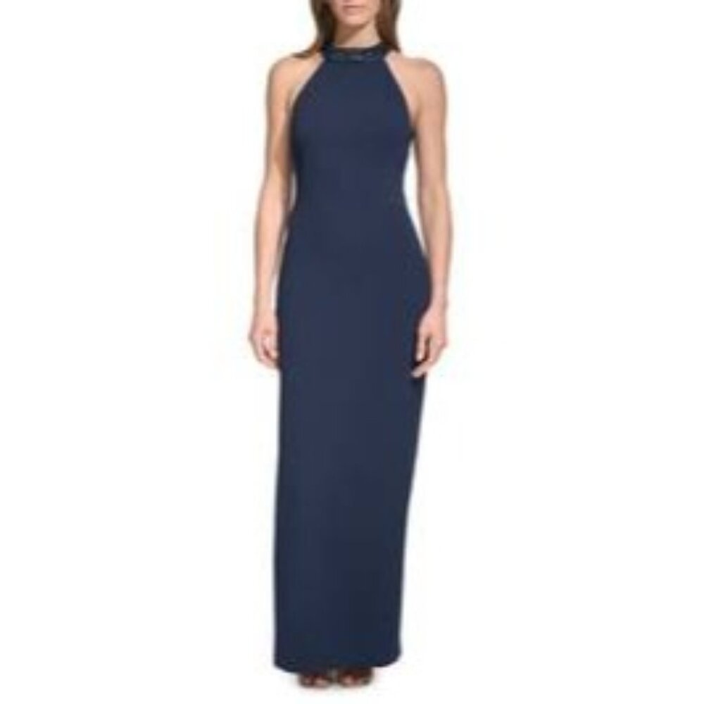 Vince Camuto Navy High Neck Dress Size 2 NWT
